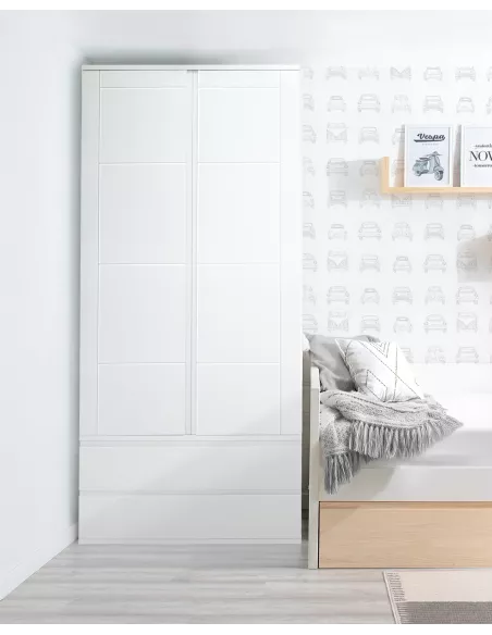 Roupeiro juvenil 2 portas com gavetas Lineal