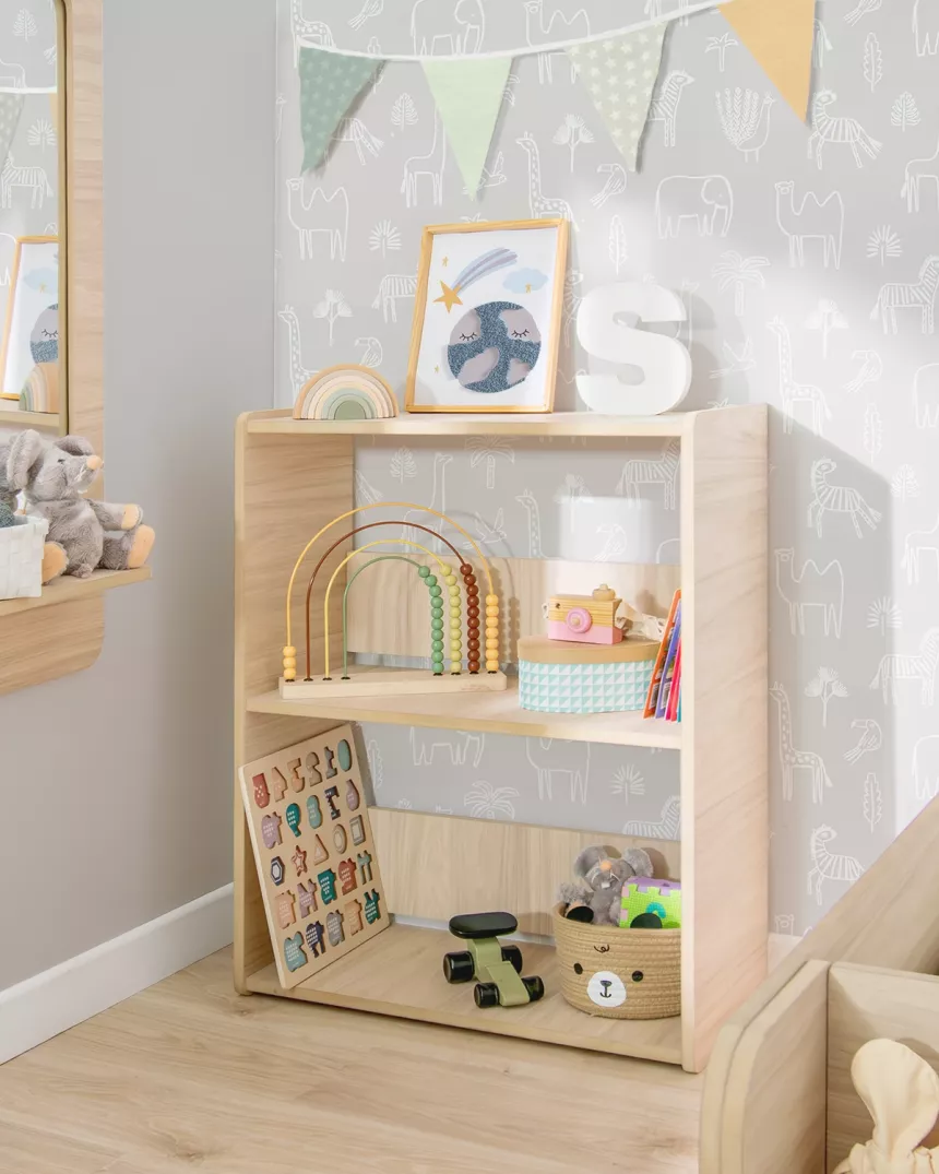 Estante de madeira Montessori