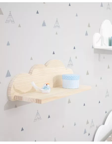 Estante de madeira nuvem natural