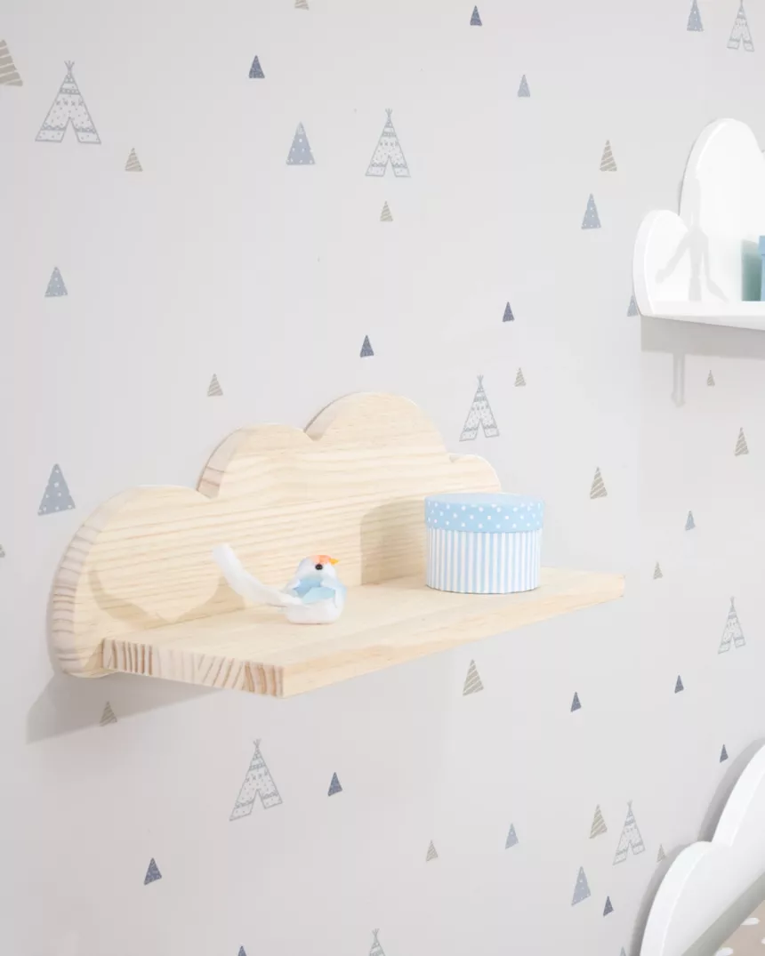 Estante nuvem em madeira natural