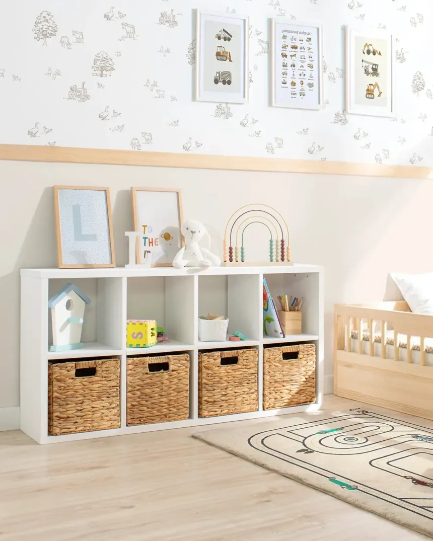 Estante de arrumação 8 compartimentos e 4 cestas