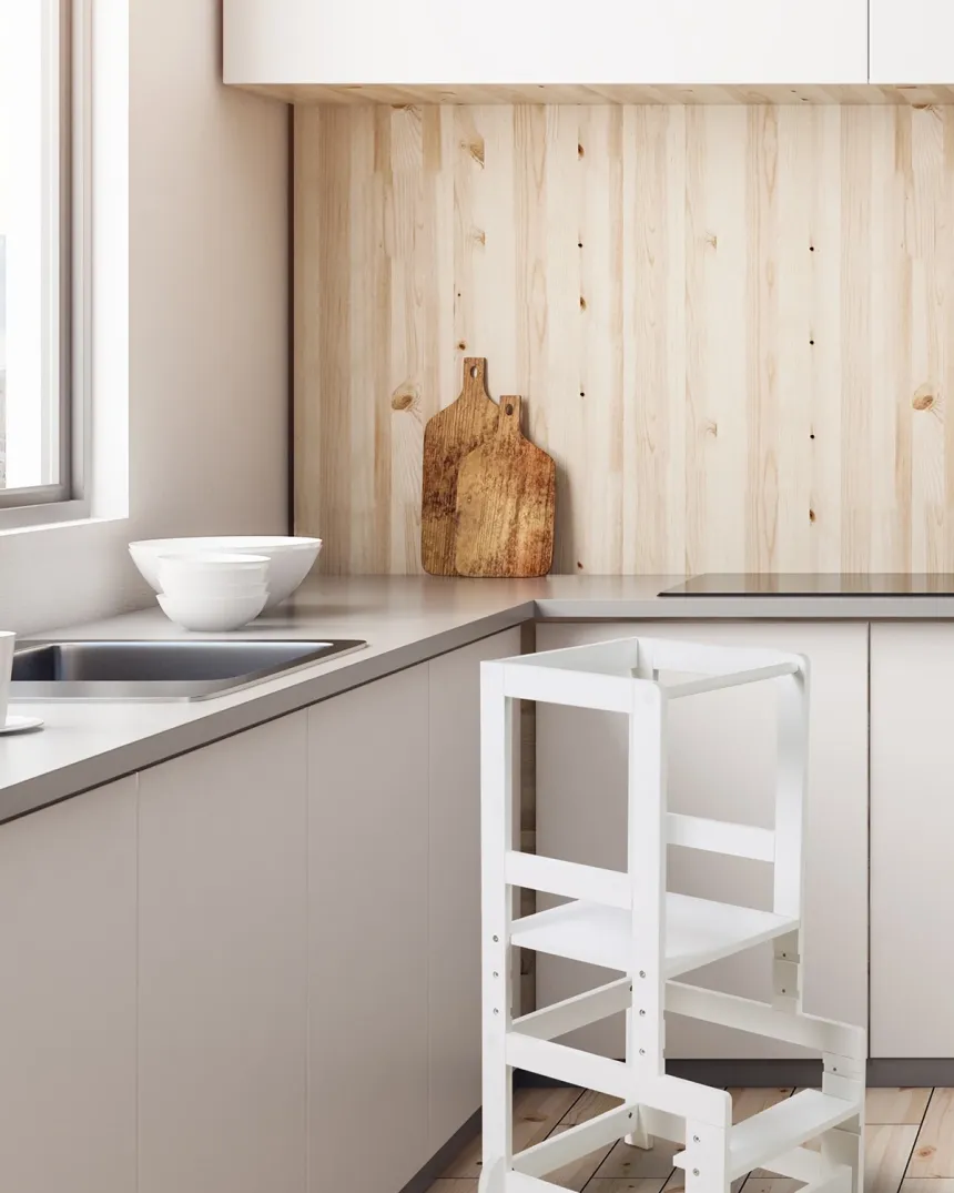 Torre de apredizagem Montessori ajustável - Branca 2