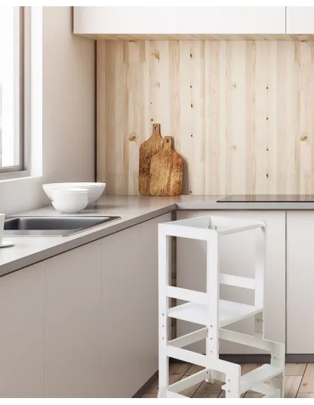 Torre de apredizagem Montessori ajustável - Branca