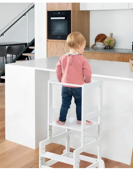 Torre de apredizagem Montessori ajustável - Branca