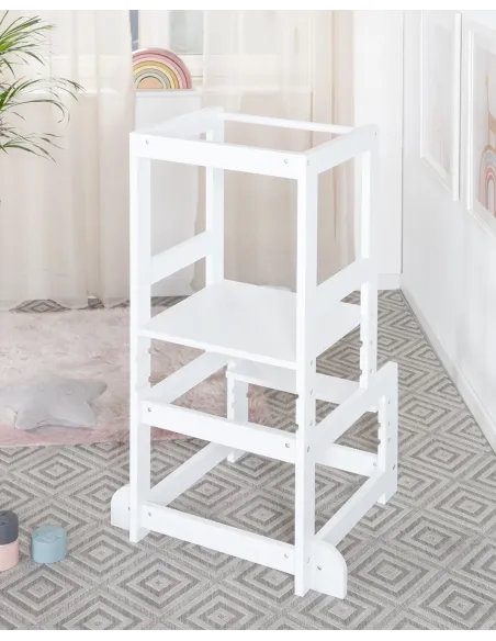 Torre de apredizagem Montessori ajustável - Branca