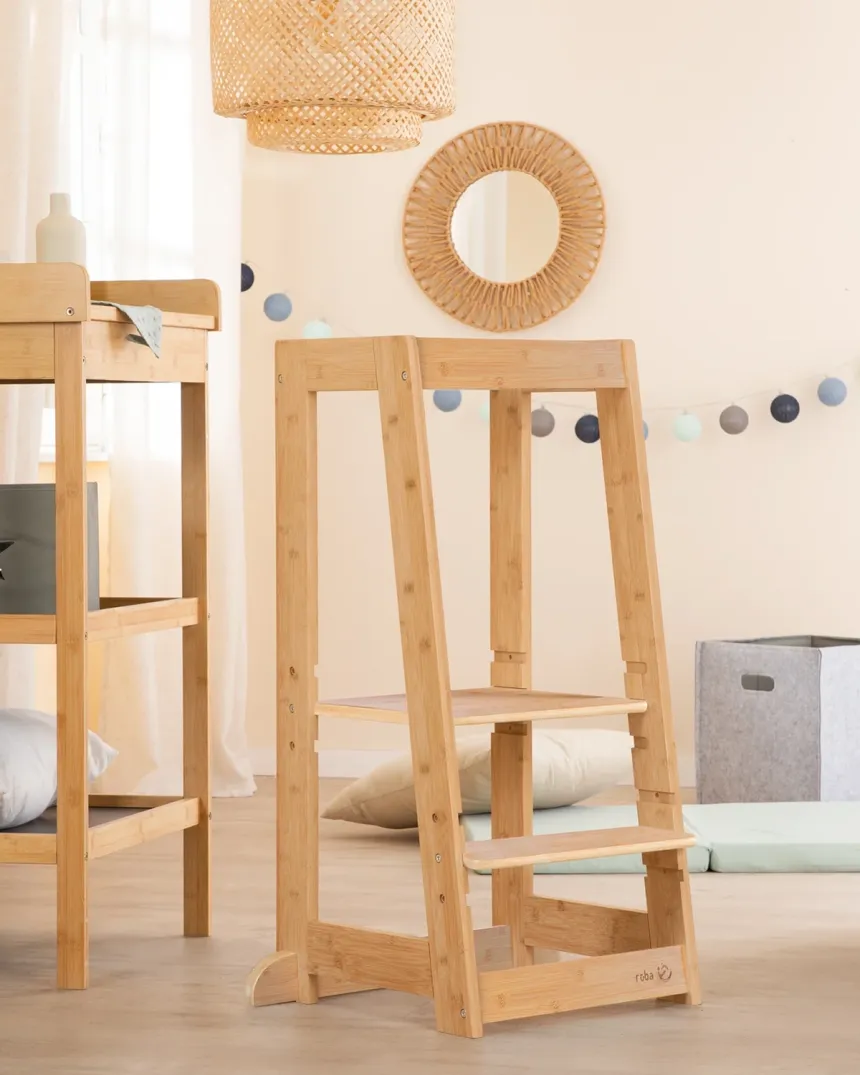 Torre de apredizagem Montessori ajustável - Madeira 2