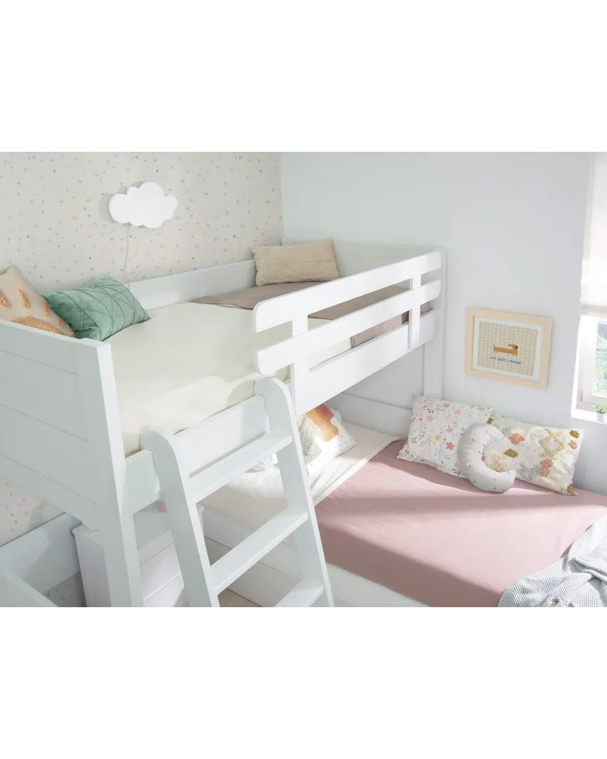 Beliche em L com três camas | Solução para quarto partilhado