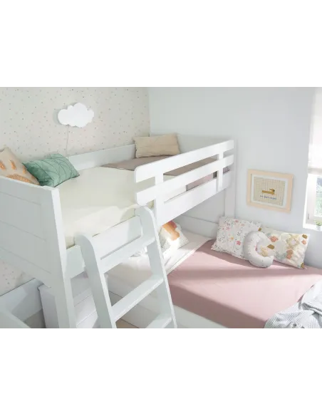 Beliche em L com três camas | Solução para quarto partilhado