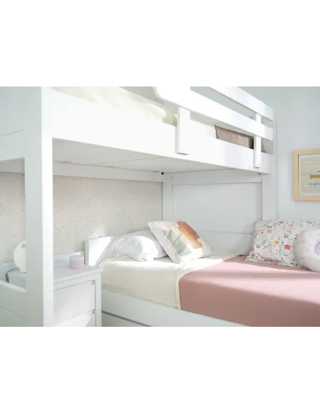 Beliche em L com três camas | Solução para quarto partilhado