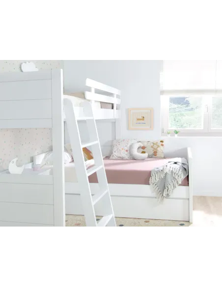 Beliche em L com três camas | Solução para quarto partilhado