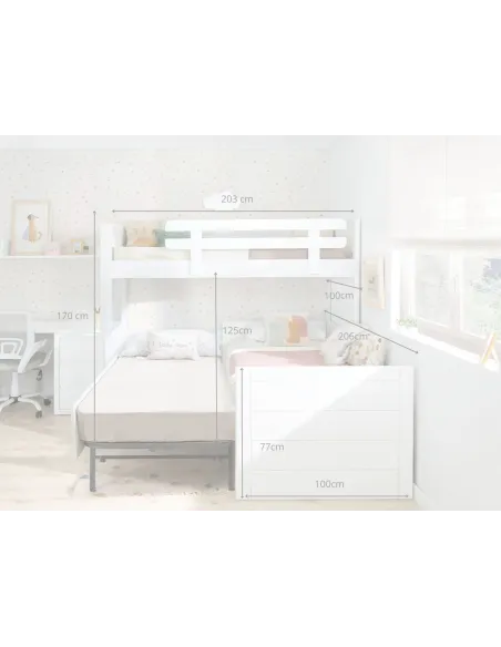 Beliche em L com três camas | Solução para quarto partilhado