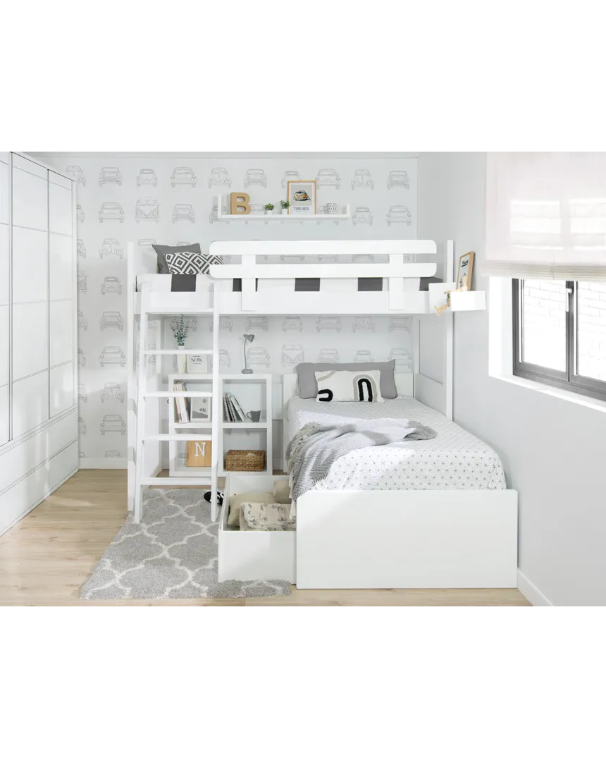 Beliche juvenil em L com gavetas | Envio gratuito!