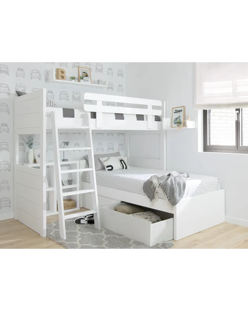 Beliche juvenil em L com gavetas | Envio gratuito!