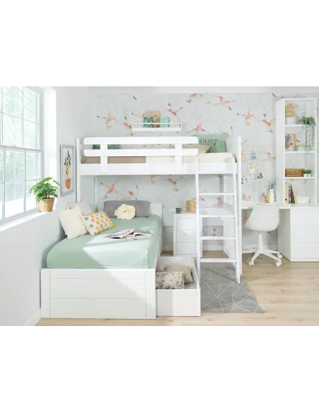 Beliche juvenil em L Lineal com gavetas – Envio gratuito!