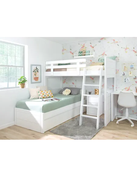 Beliche juvenil em L Lineal com gavetas – Envio gratuito!