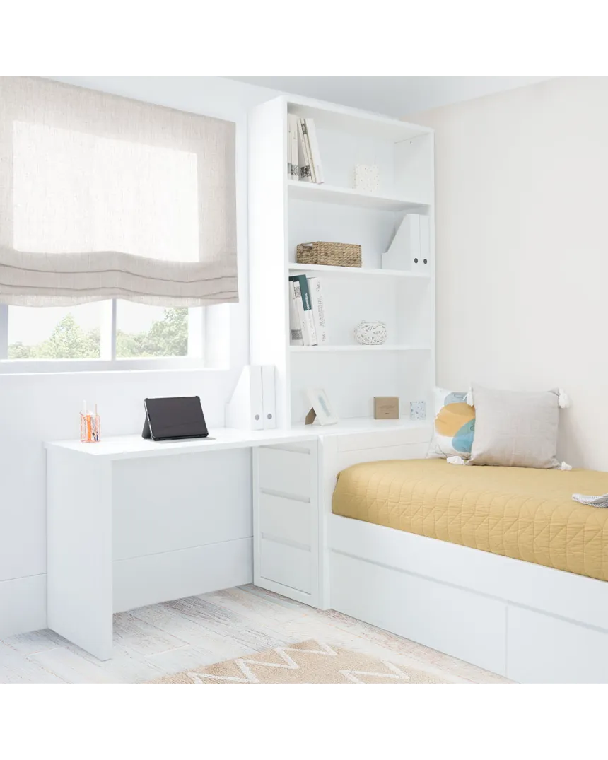 Quarto juvenil con estante e secretária | Móveis Bainba