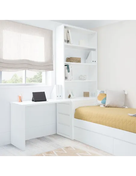 Quarto juvenil con estante e secretária | Móveis Bainba