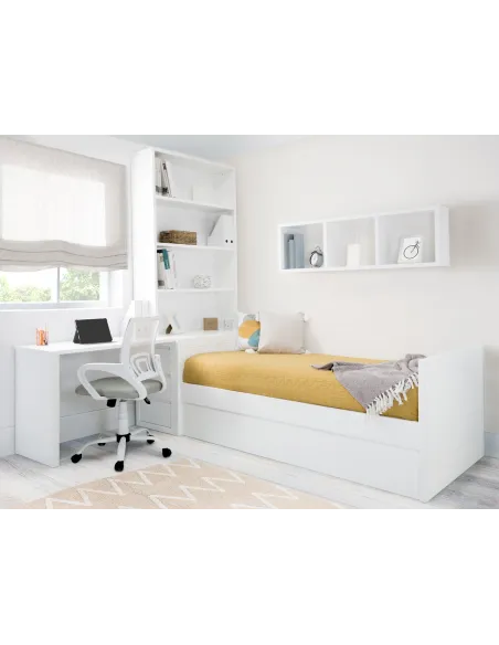 Quarto juvenil con estante e secretária | Móveis Bainba
