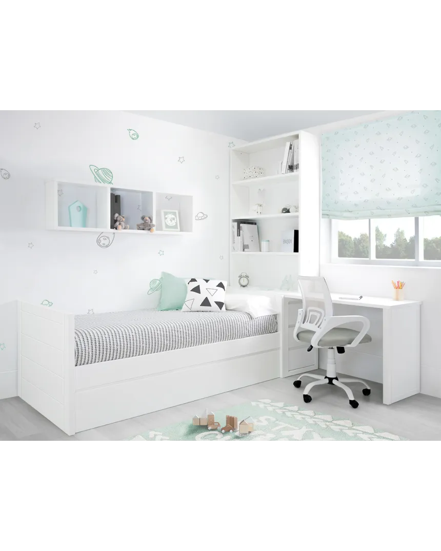 Quarto juvenil con estante e secretária | Móveis Bainba 2