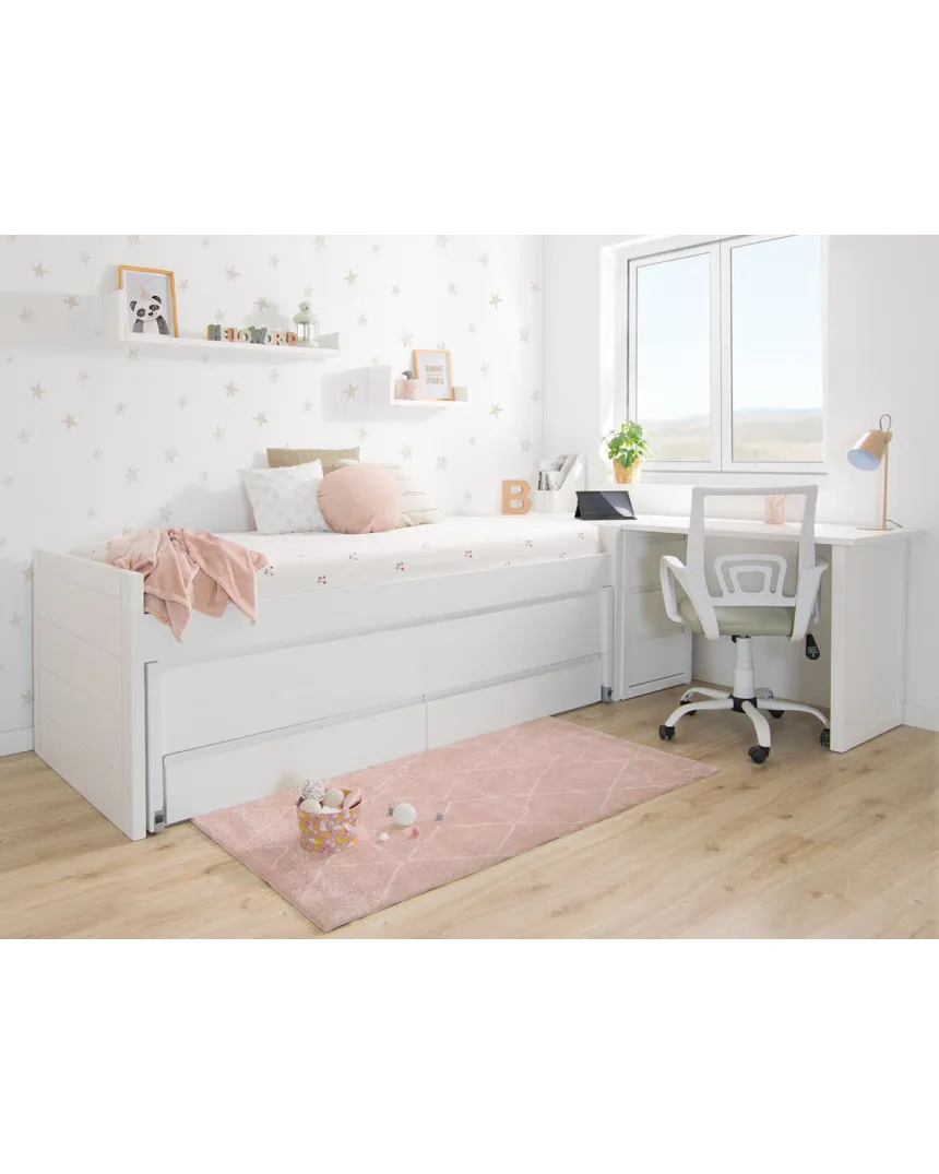 Quarto cama compacta juvenil com secrétaria | Móveis Bainba