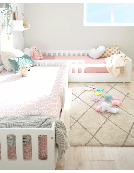 Quarto montessori para irmãos com cama creta | Móveis Montessori