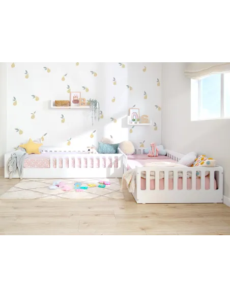 Quarto montessori para irmãos com cama creta | Móveis Montessori