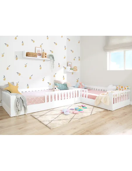 Quarto montessori para irmãos com cama creta | Móveis Montessori