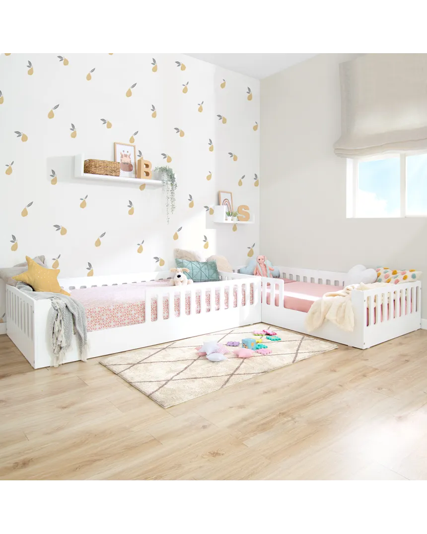Quarto montessori para irmãos com cama creta | Móveis Montessori