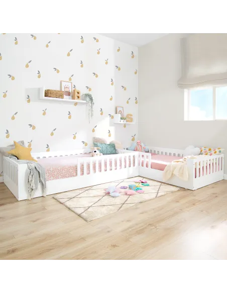 Quarto montessori para irmãos com cama creta | Móveis Montessori