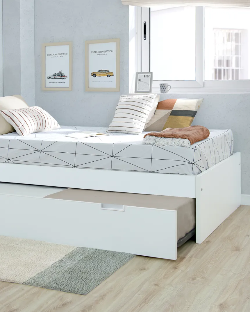 Cama dupla laminada 90 x 190cm | Cabeceira baixa