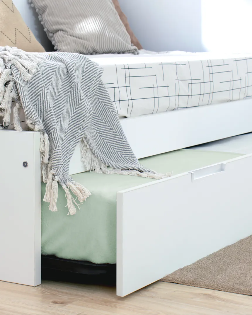 Cama dupla laminada branca baixa | Entrega gratuita