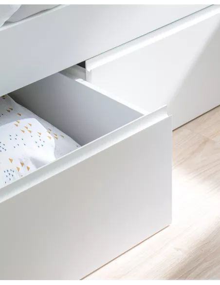 Quarto partilhado em L com camas lineares e estante | Móveis bainba