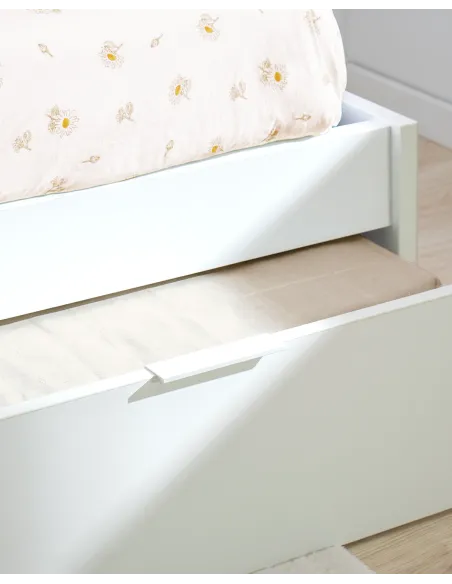 Cama dupla laminada branca baixa | Entrega gratuita