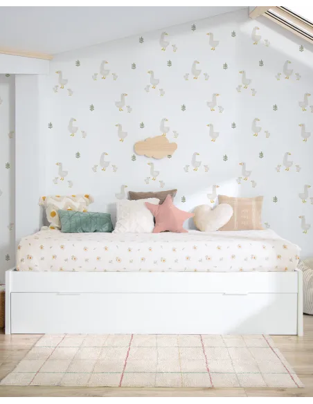 Cama dupla laminada branca baixa | Entrega gratuita