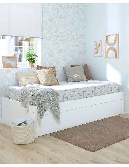 Cama dupla laminada branca baixa | Entrega gratuita