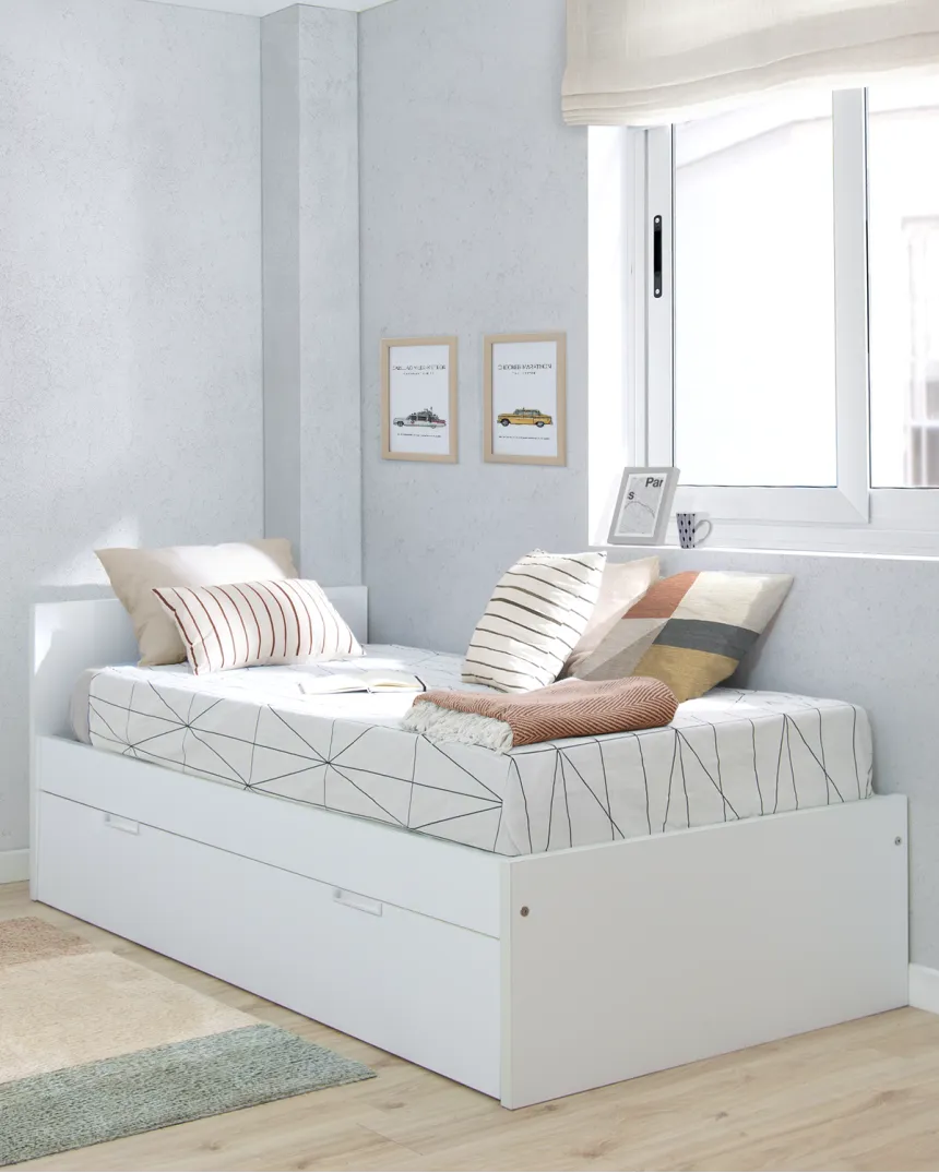 Cama dupla laminada 90 x 190cm | Cabeceira baixa