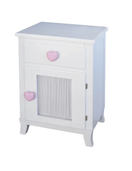 Mesa de cabeceira cortinas brancas