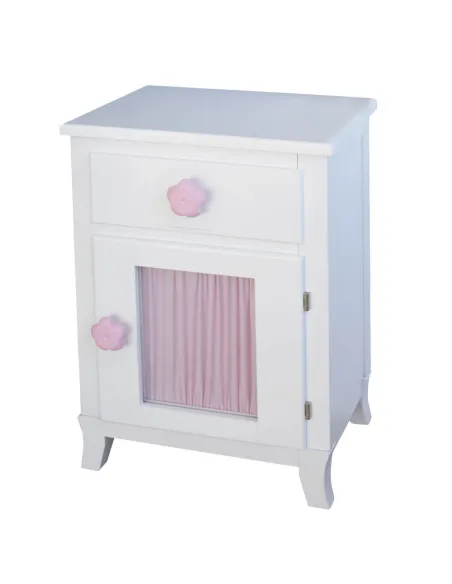 Mesa de cabeceira cortinas rosas