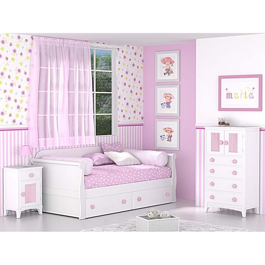 Dormitorio con Cama infantil Góndola con cajones para  niñas