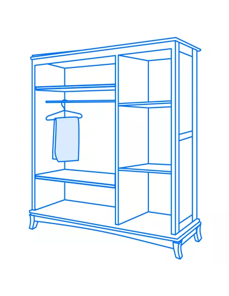 Estrutura roupeiro com pés