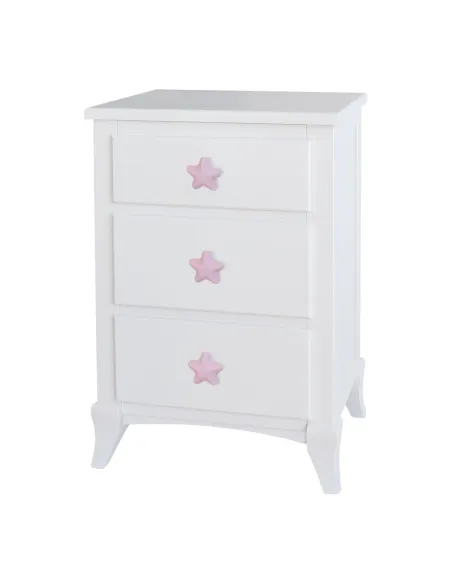 Mesa de cabeceira puxadores estrela rosa