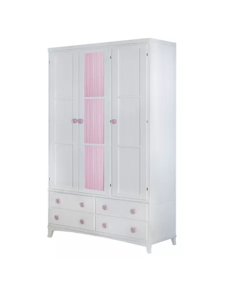 Roupeiro 3 portas com gavetas e cortinas