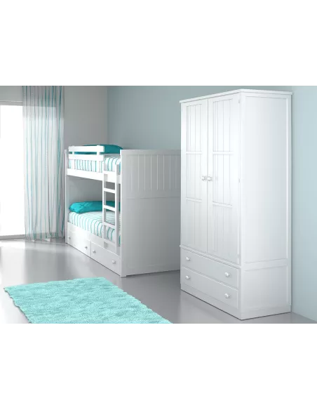 Roupeiro 2 portas e gavetas branco