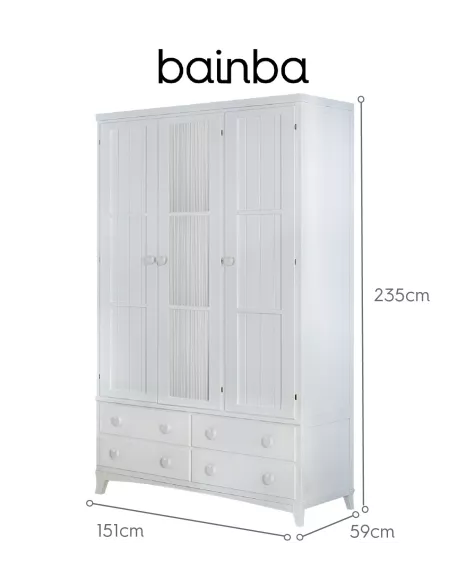 Roupeiro 3 portas com gavetas com pés