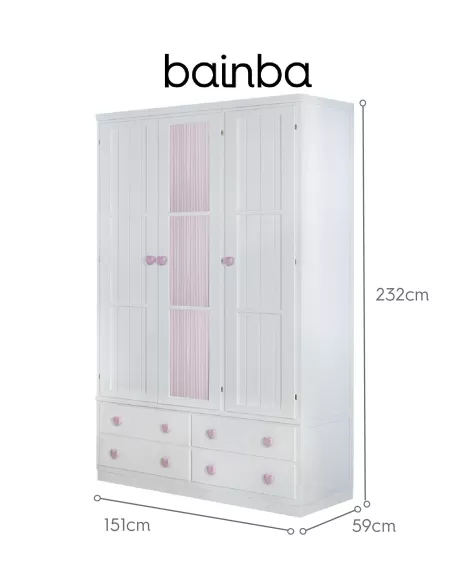 Medidas roupeiros cortinas rosas sem pés