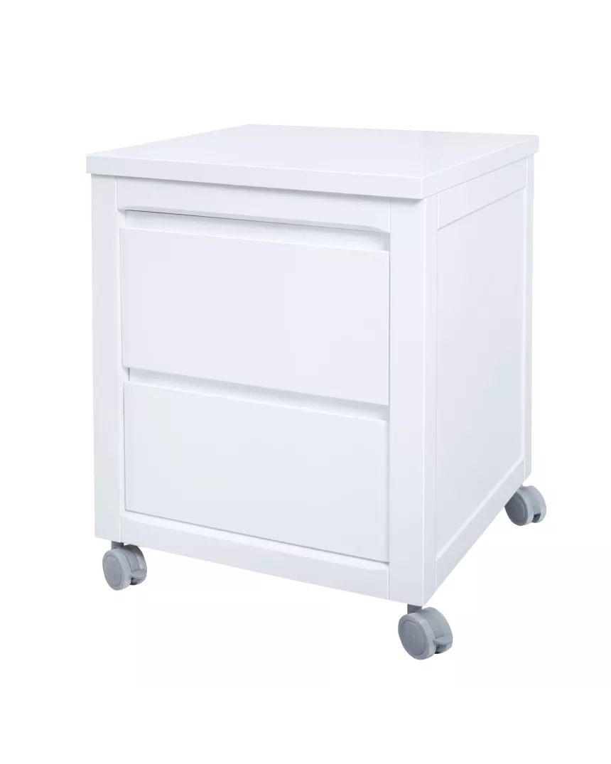 Mesa de cabeceira com rodas.  2 gavetas