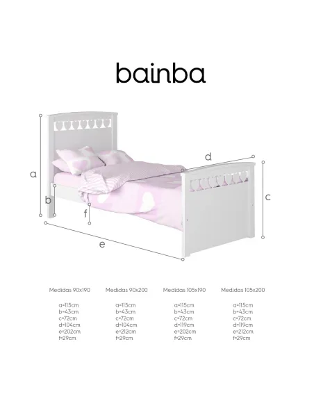 Medidas cama corações