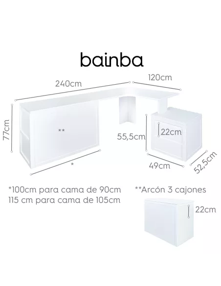 Medidas secretária de canto Lineal