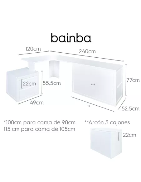 Medidas secretária de canto Lineal
