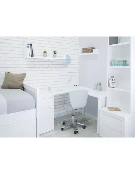 Secretária de canto com gaveteiro